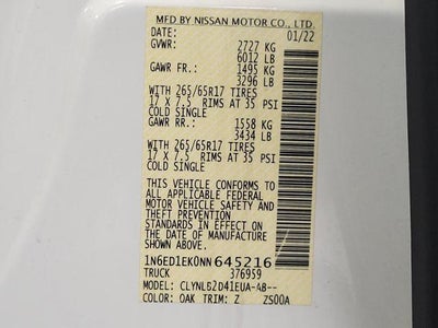 2022 Nissan Frontier Crew Cab 4x4 SV Auto